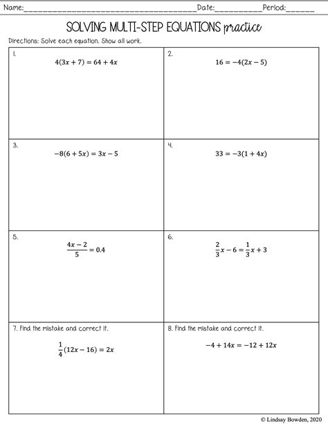 40 Multi Step Equations Worksheet Variables On Both Sides Worksheet For Fun