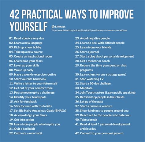 42 Practical Ways To Start Working On Self Improvement Lifehack Self Improvement Self Help