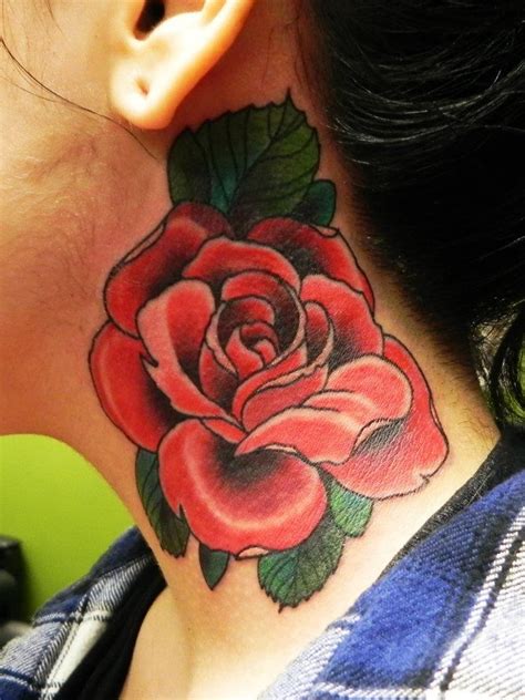 43 Outstanding Roses Neck Tattoos