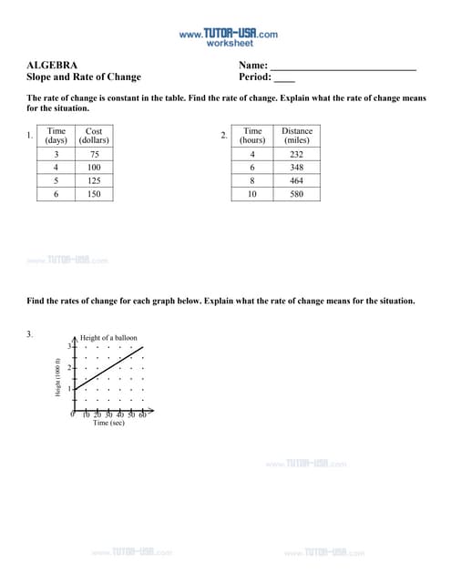 43 Rate Of Change Worksheet Worksheet Master