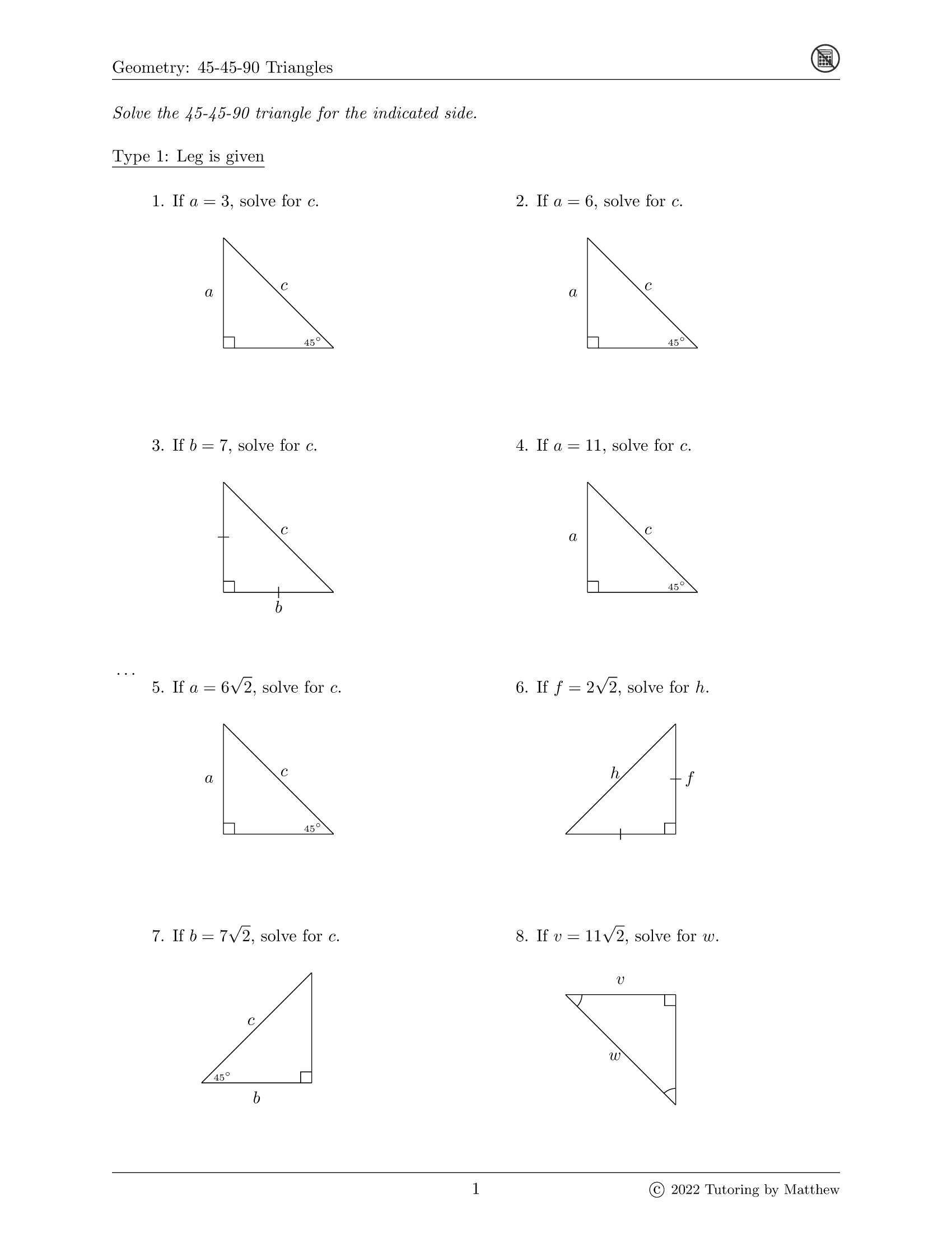 45-45-90 Triangles Worksheet: Master Geometry Easily