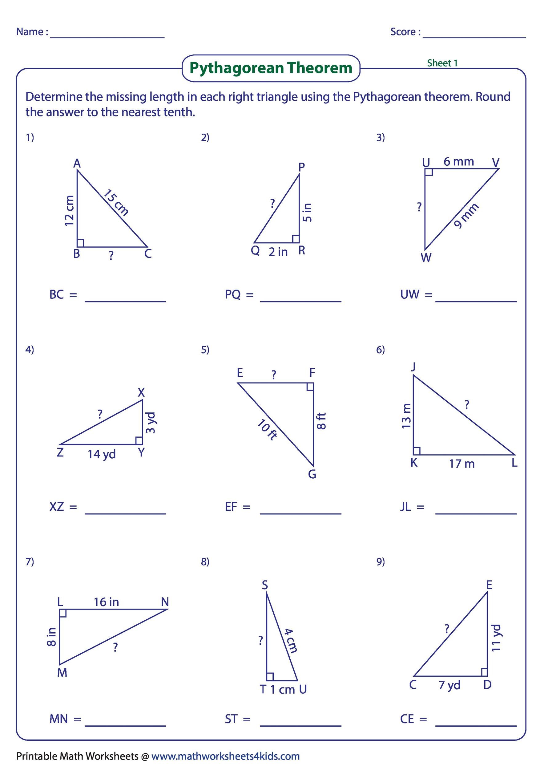 48 Pythagorean Theorem Worksheet With Answers Word Pdf