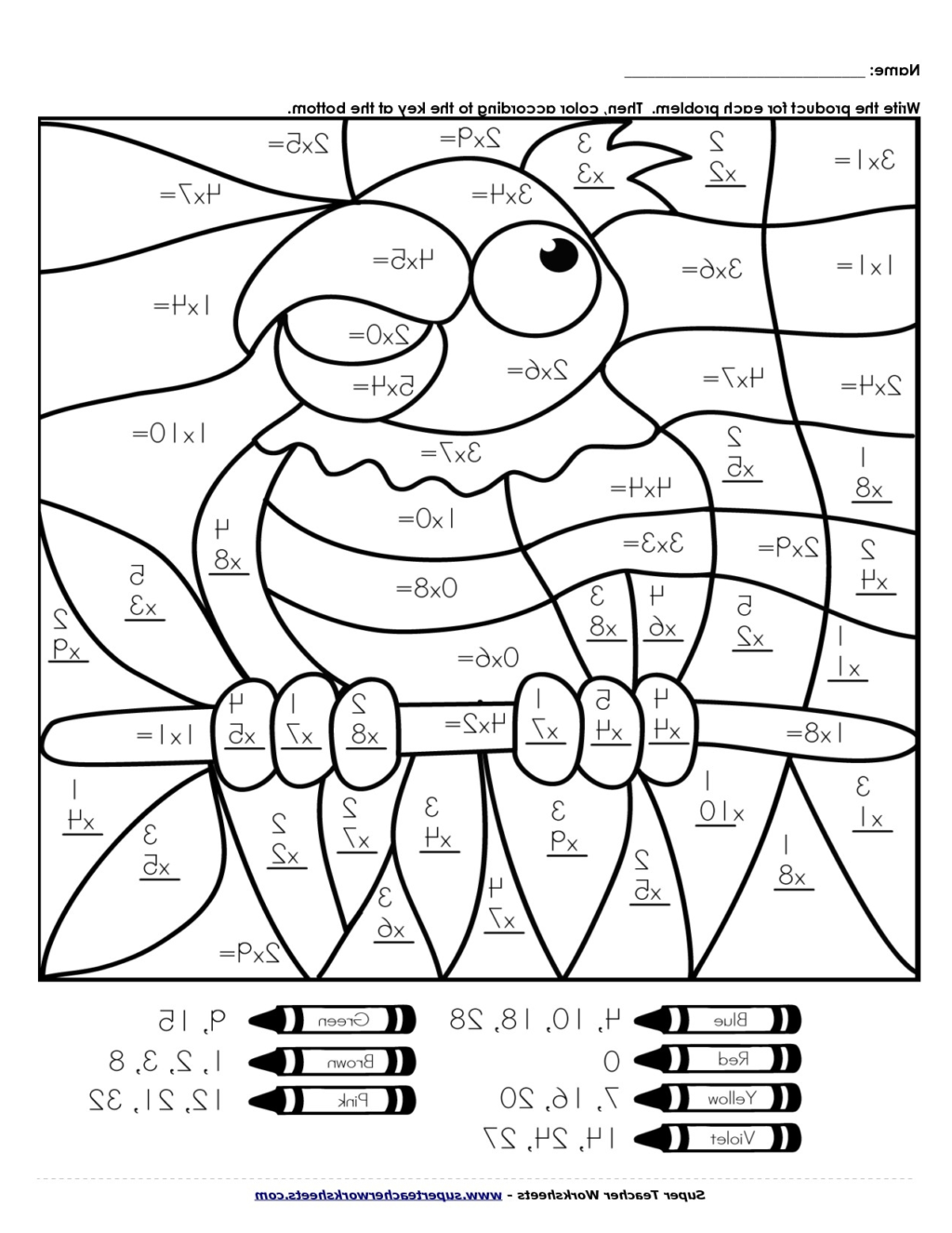 4Th Grade Math Worksheets Multiplication Color By Number Free Printable