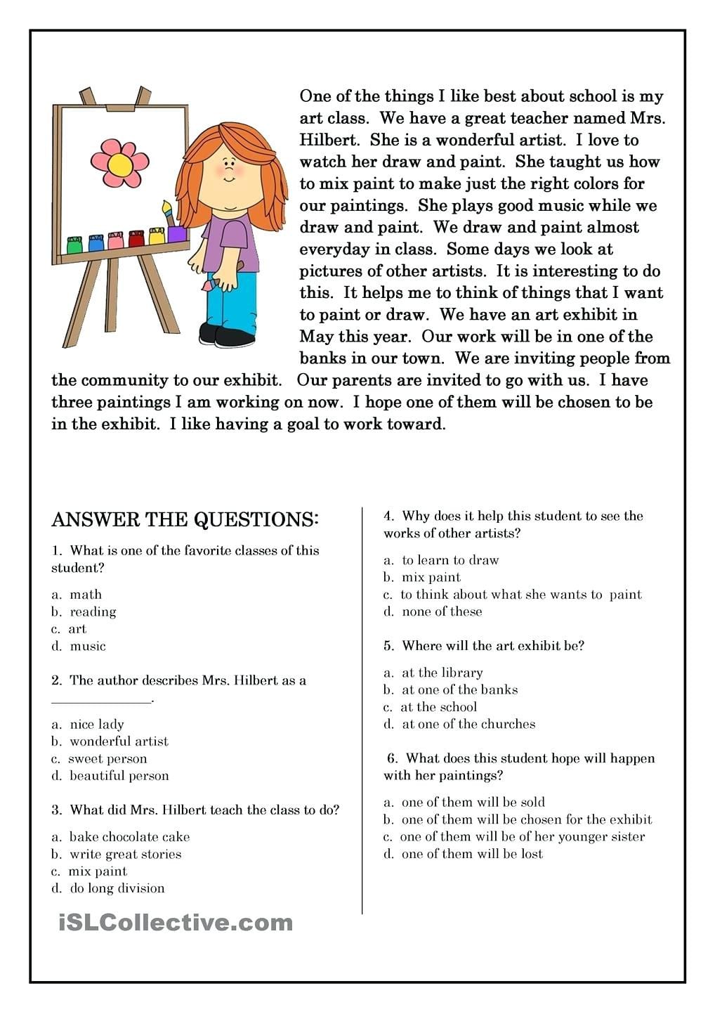 4Th Grade Reading Comprehension Worksheets