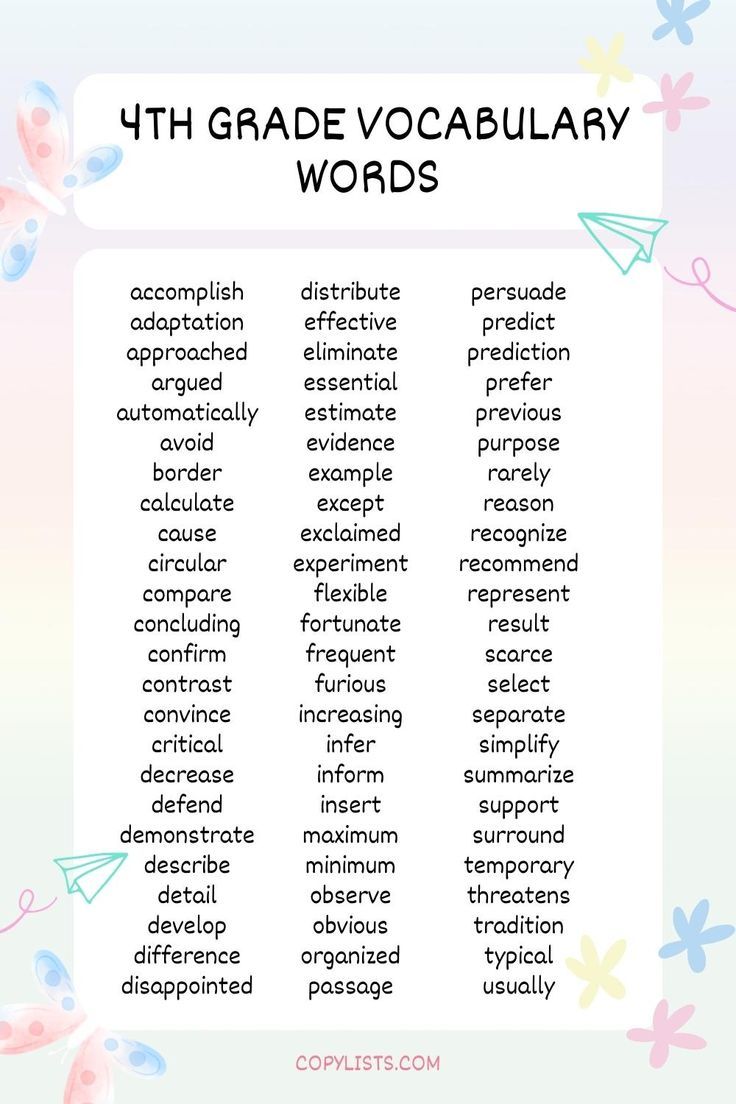 4Th Grade Vocabulary Words With Definitions Definitionjulb