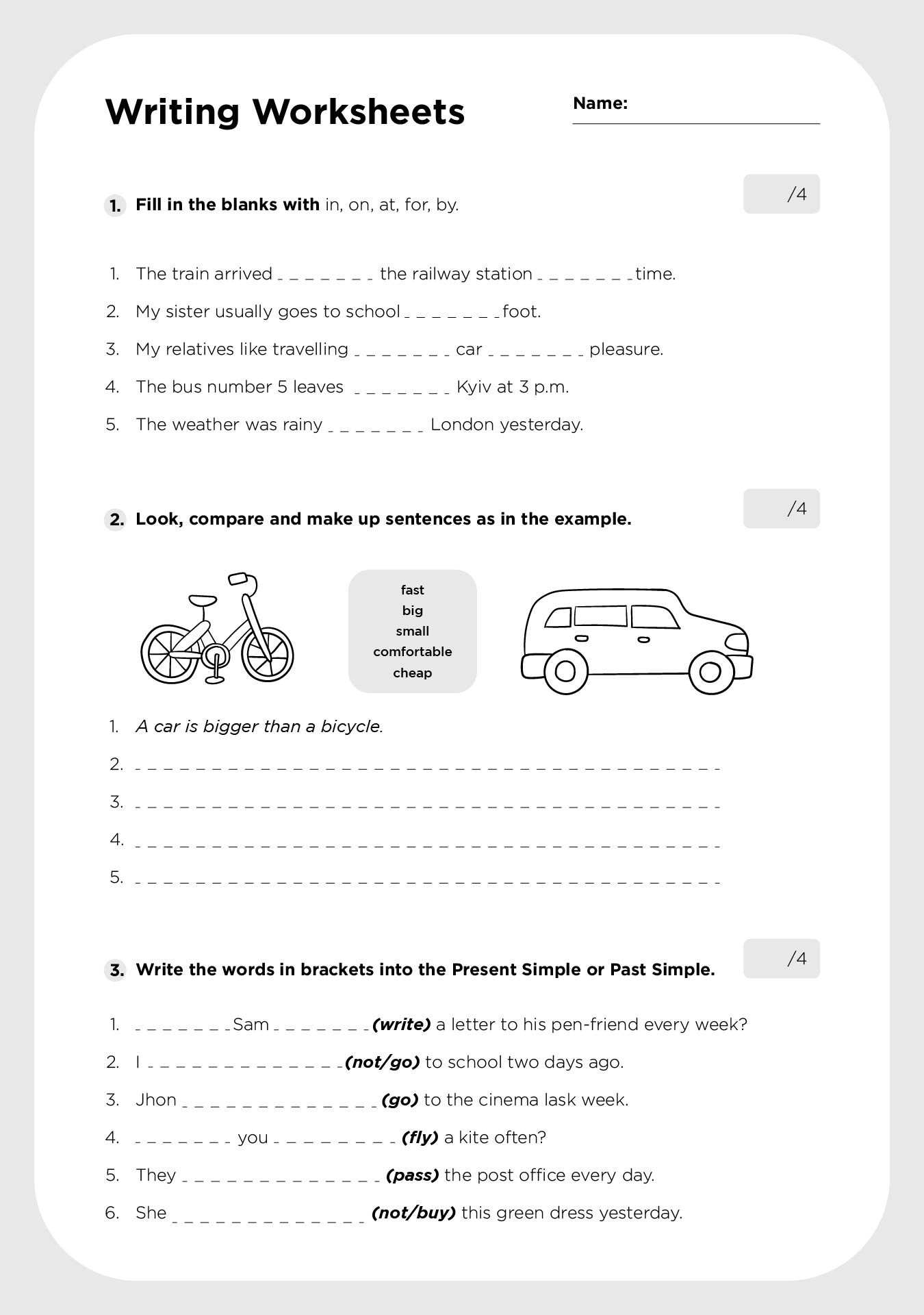 4Th Grade Writing Worksheets Challenge Learning Printable