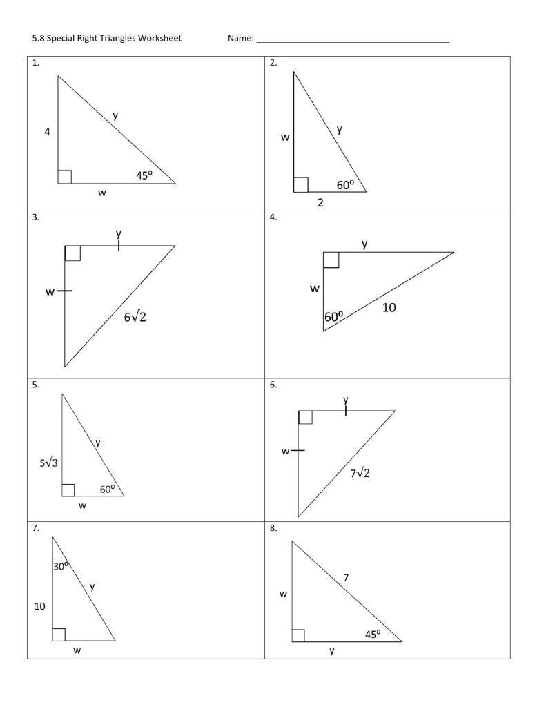 5 8 Special Right Triangles Worksheet Answers Thekidsworksheet