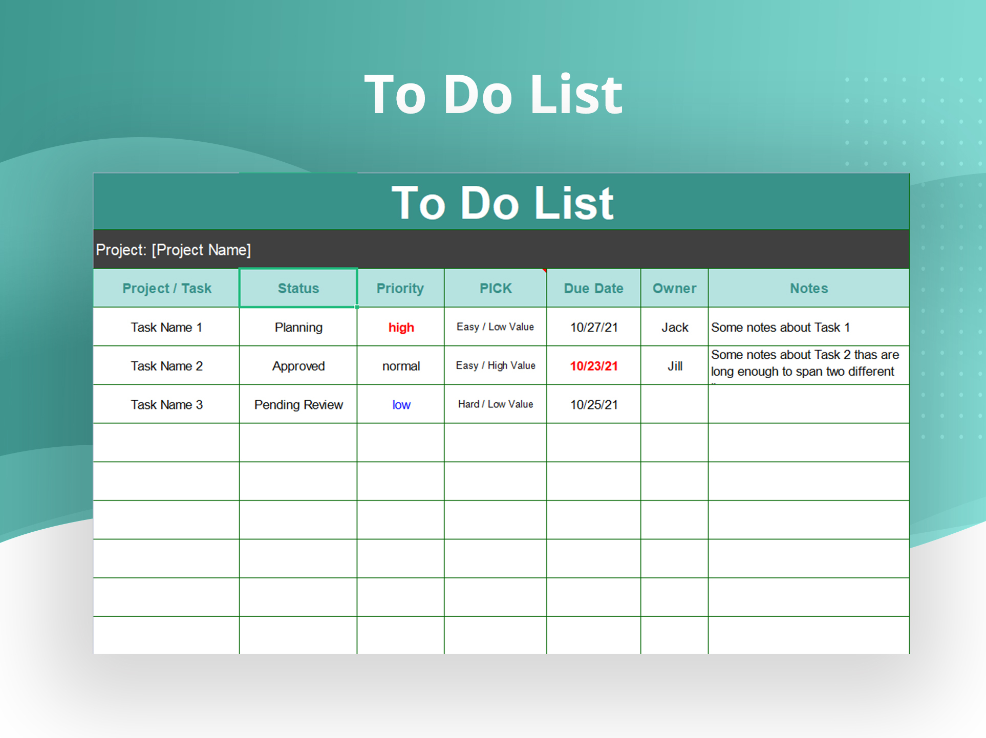 5 Excel Template To Do List Excel Templates