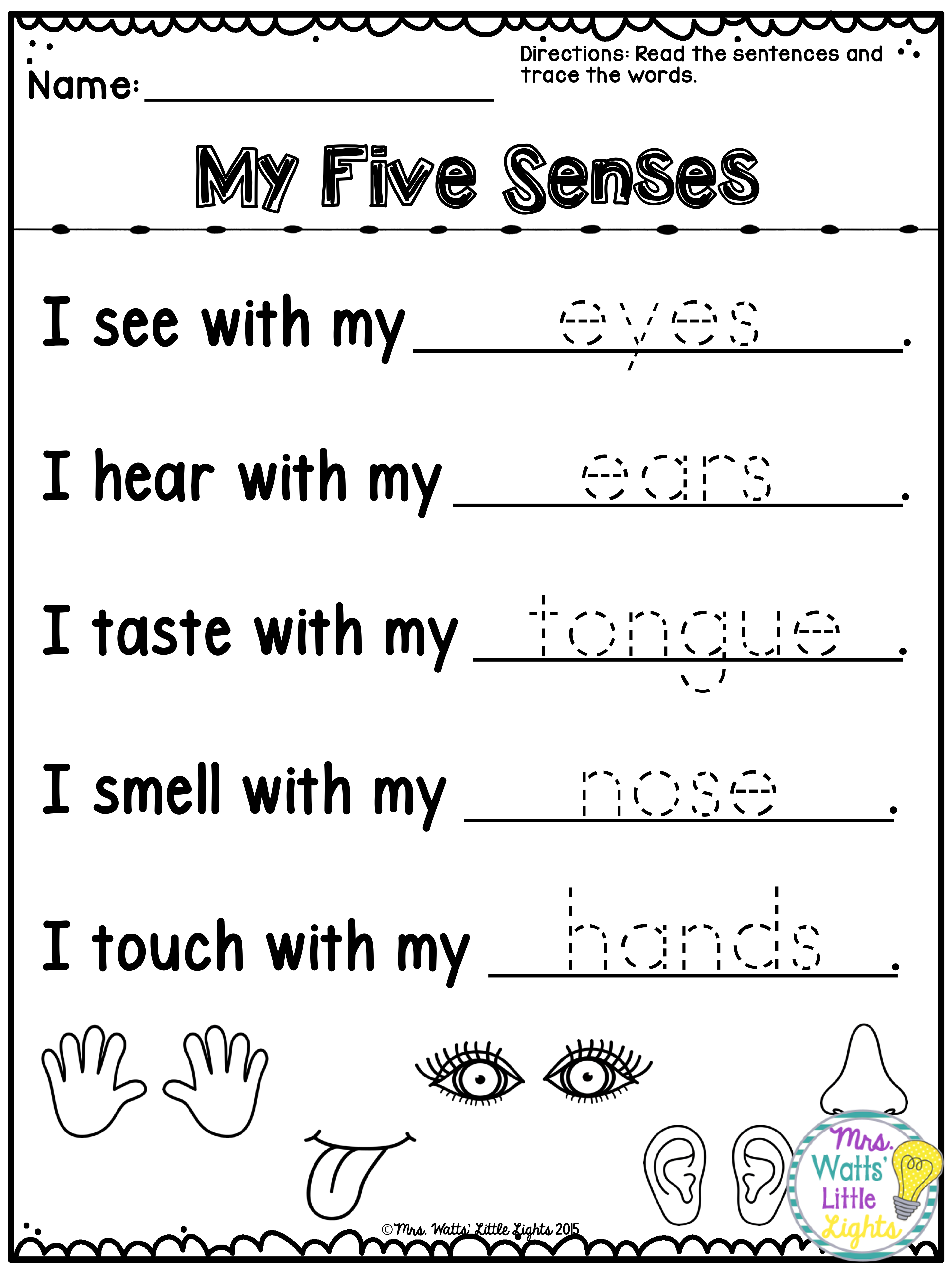 5 Senses Activities Preschool Activity Pack 5 Senses Activities