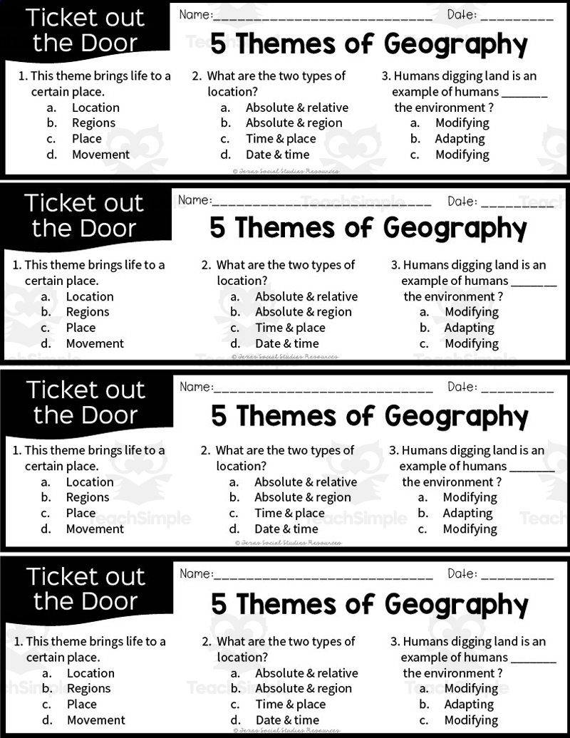 5 Themes Of Geography Reading Packet By Teach Simple