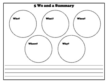 5 W S Summary Writing Teaching Resources Tpt