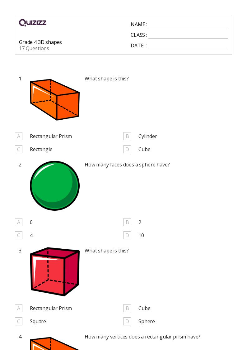 50 3D Shapes Worksheets For 5Th Grade On Quizizz Free Amp Printable