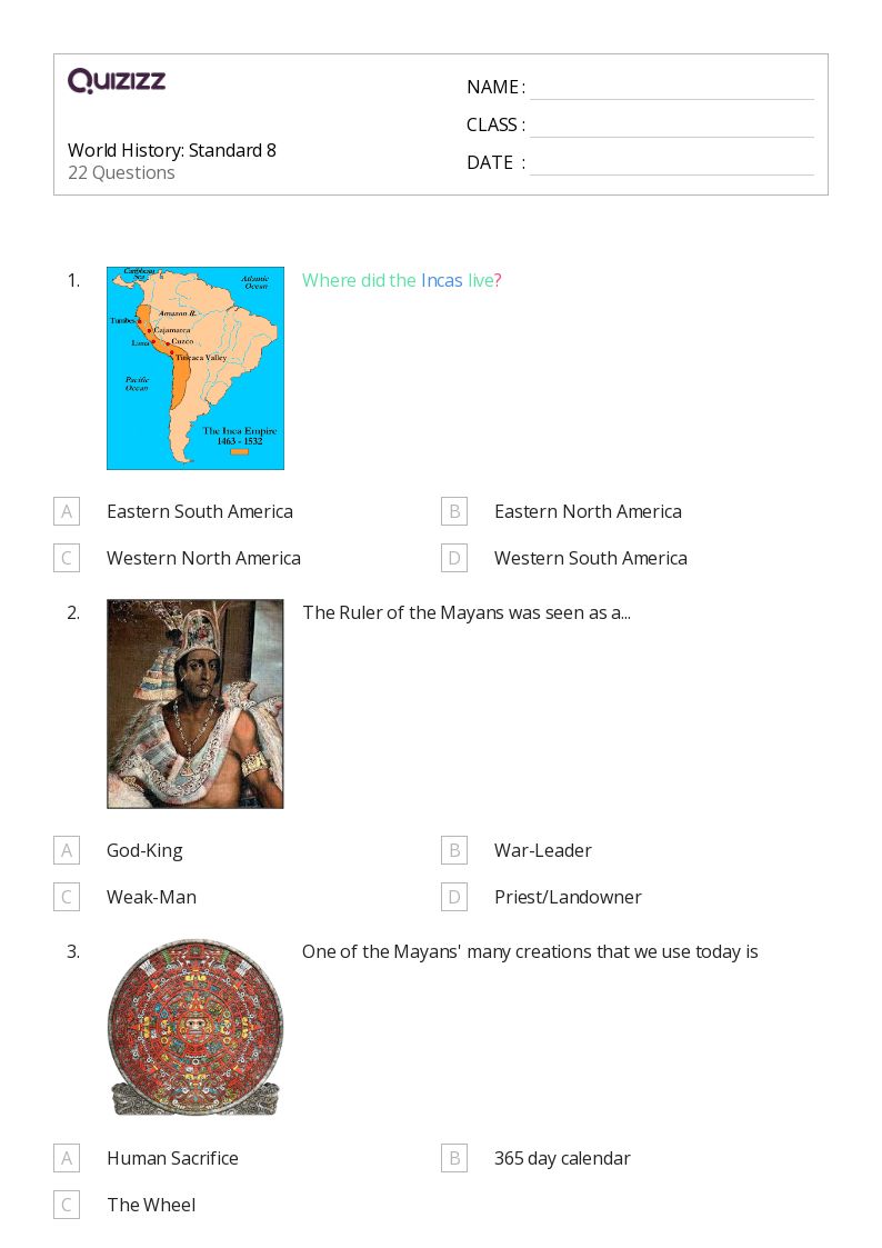 50 Aztec Civilization Worksheets On Quizizz Free Printable