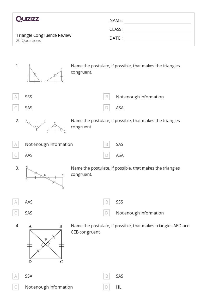 50 Congruence Worksheets For 11Th Grade On Quizizz Free Printable