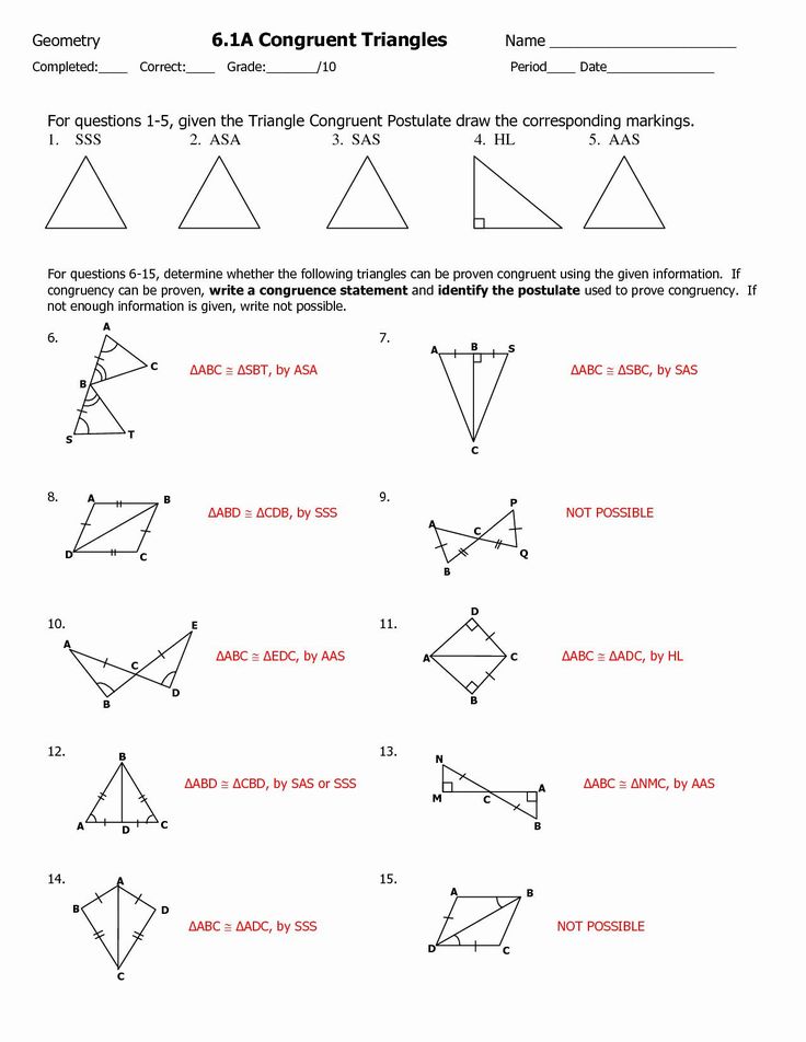 50 Congruent Triangles Worksheet With Answer