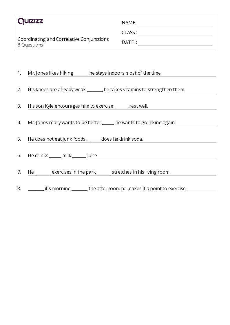 50 Correlative Conjunctions Worksheets For 4Th Grade On Quizizz Free