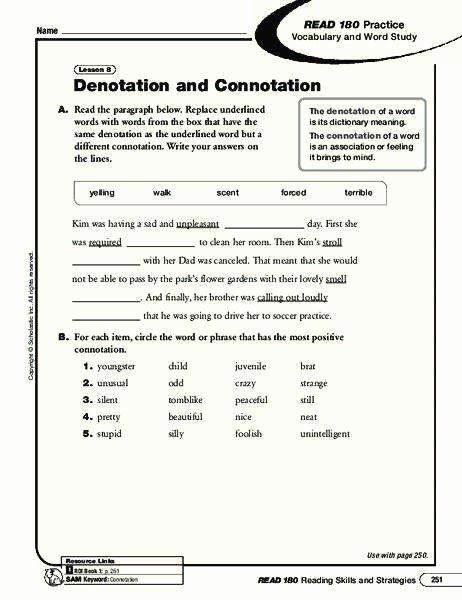 Master Connotation And Denotation With These Worksheets Web Worksheets