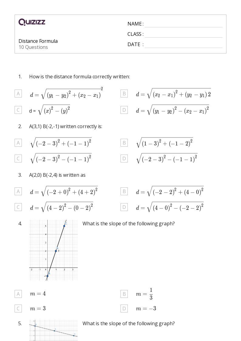 50 Distance Formula Worksheets On Quizizz Free Printable