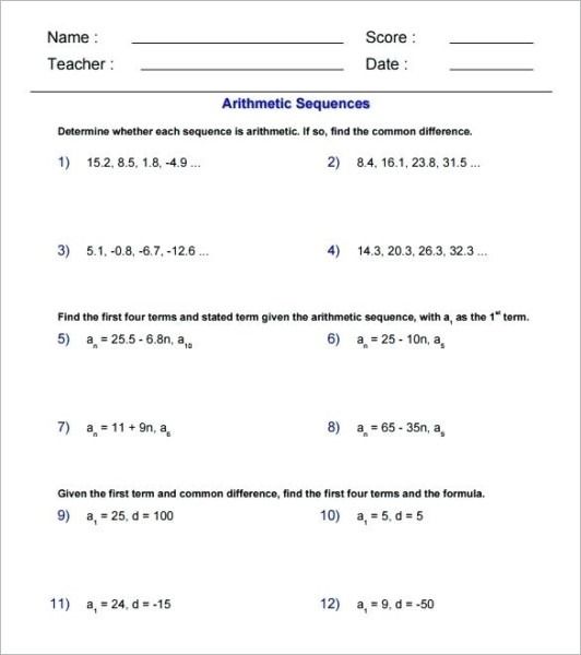 50 Geometric And Arithmetic Sequences Worksheet