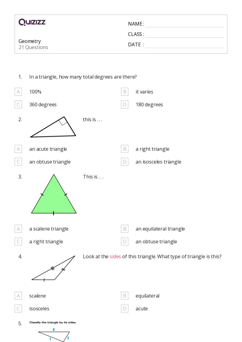 50 Geometry Worksheets On Quizizz Free Printable