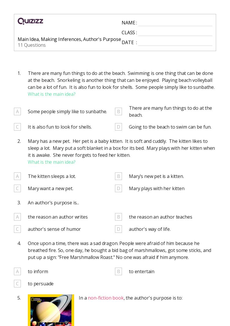 50 Making Inferences Worksheets For 4Th Grade On Quizizz Free