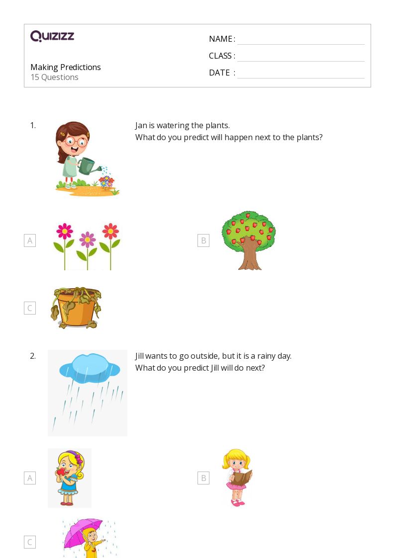 50 Making Predictions Worksheets For Kindergarten On Quizizz Free