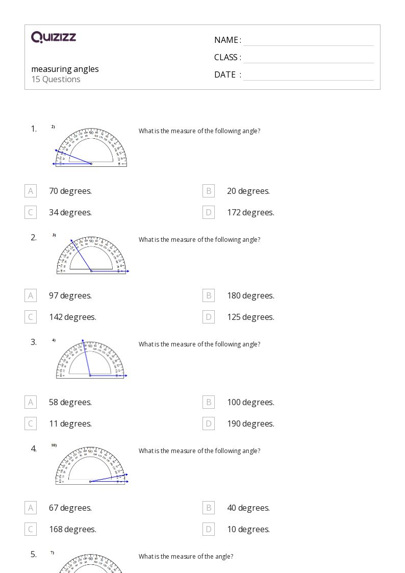 50 Measuring Angles Worksheets For 5Th Class On Quizizz Free Printable