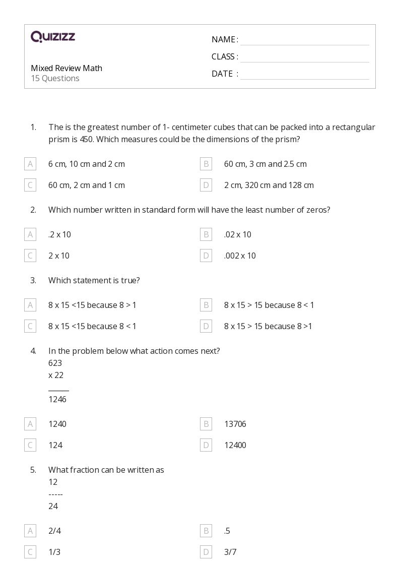 50 Mixed Operations Worksheets For Kindergarten On Quizizz Free