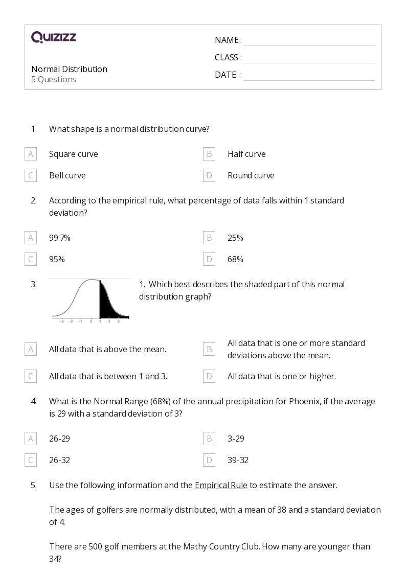 50 Normal Distribution Worksheets For 9Th Year On Quizizz Free