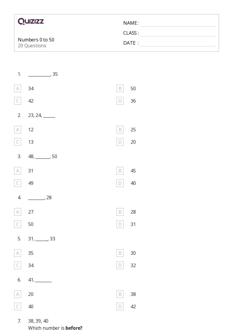 50 Ordering Numbers 0 10 Worksheets For 8Th Grade On Quizizz Free