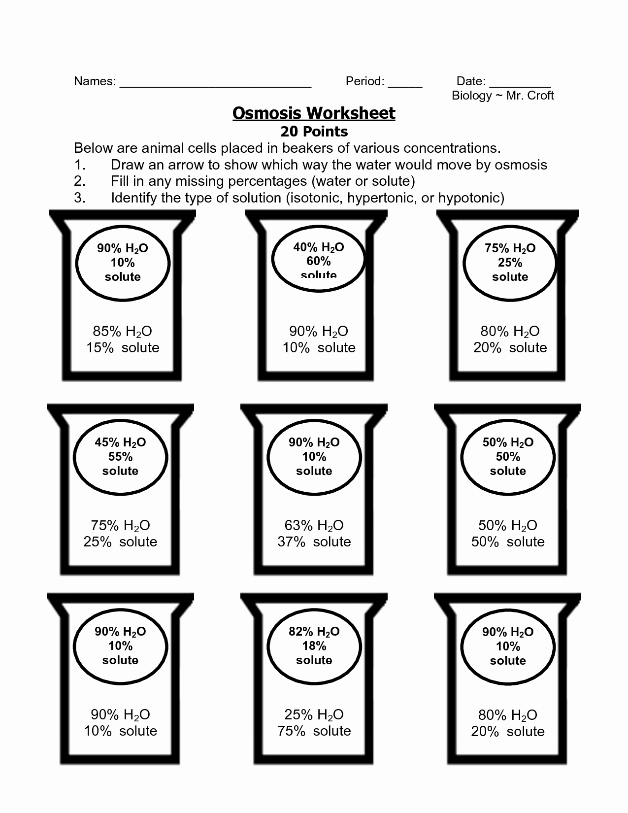 50 Osmosis And Tonicity Worksheet