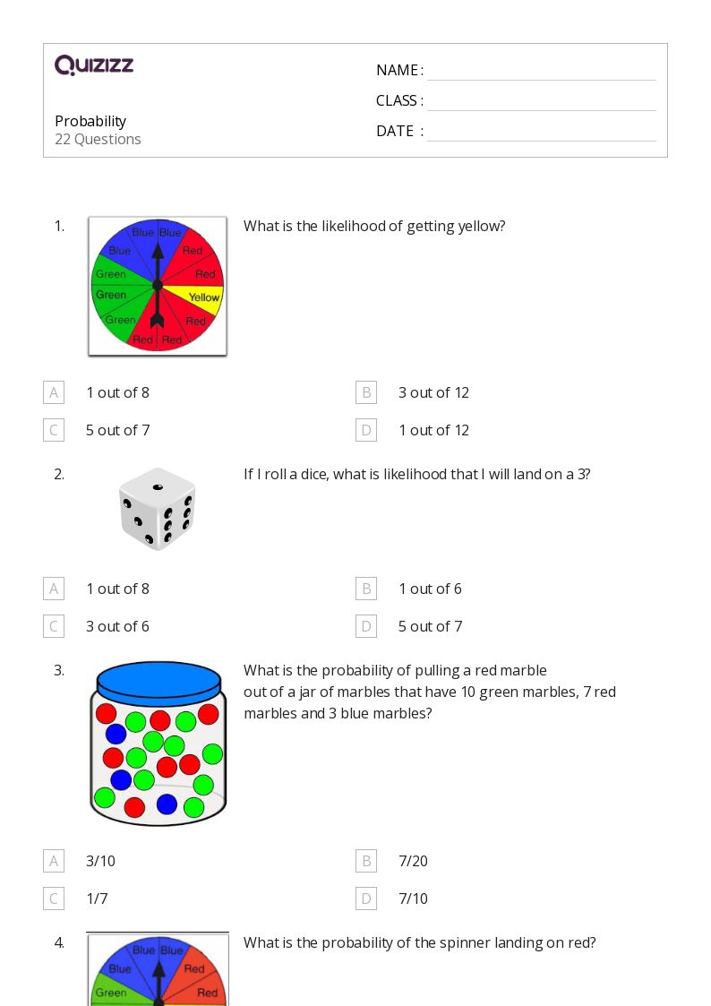 50 Probability Worksheets For 3Rd Grade On Quizizz Free Amp Printable