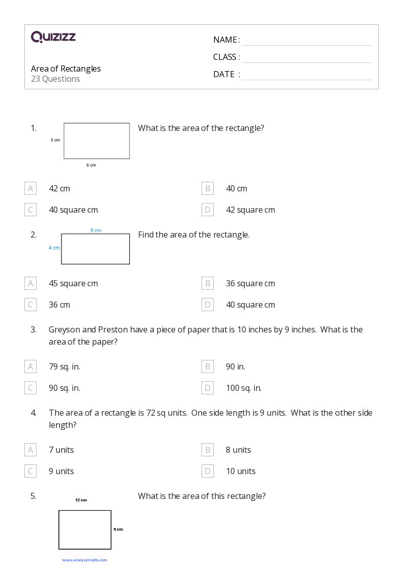 50 Rectangles Worksheets For 4Th Class On Quizizz Free Printable