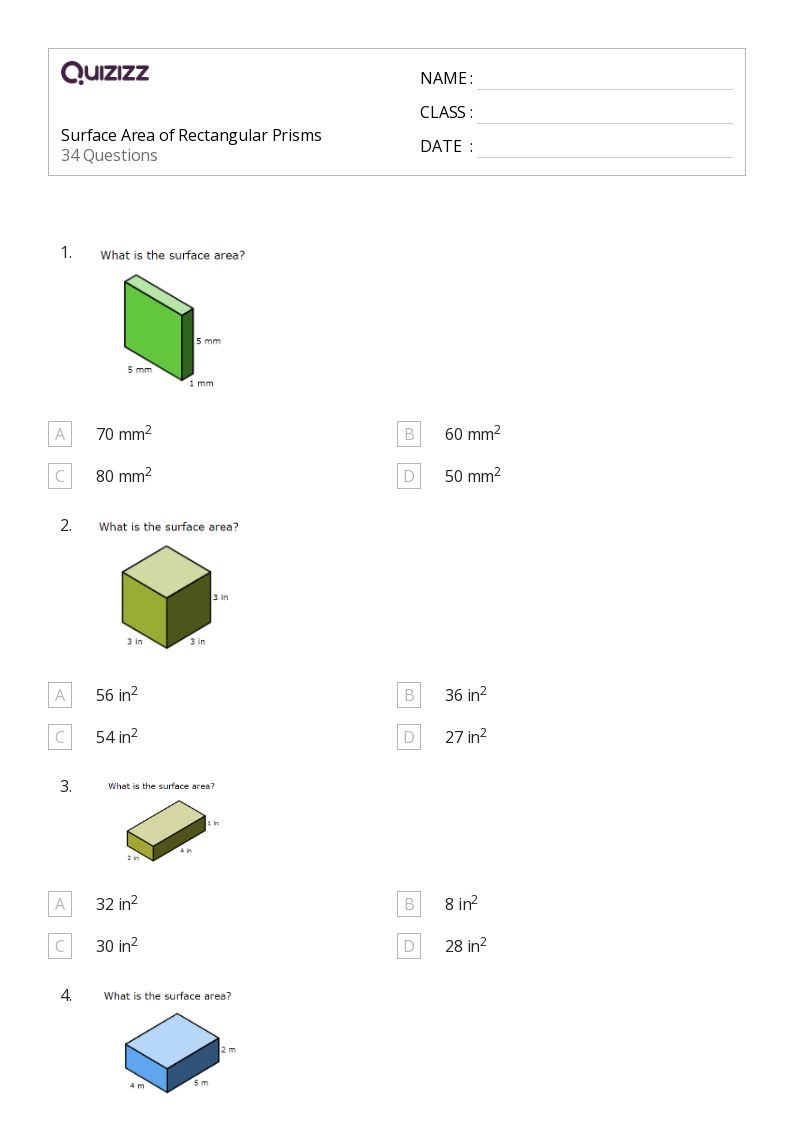 50 Rectangular Prisms Worksheets For Grade 6 On Quizizz Free Printable