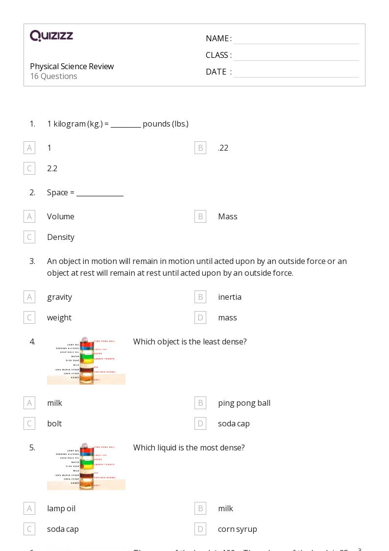 50 Science Worksheets For 6Th Grade On Quizizz Free Printable