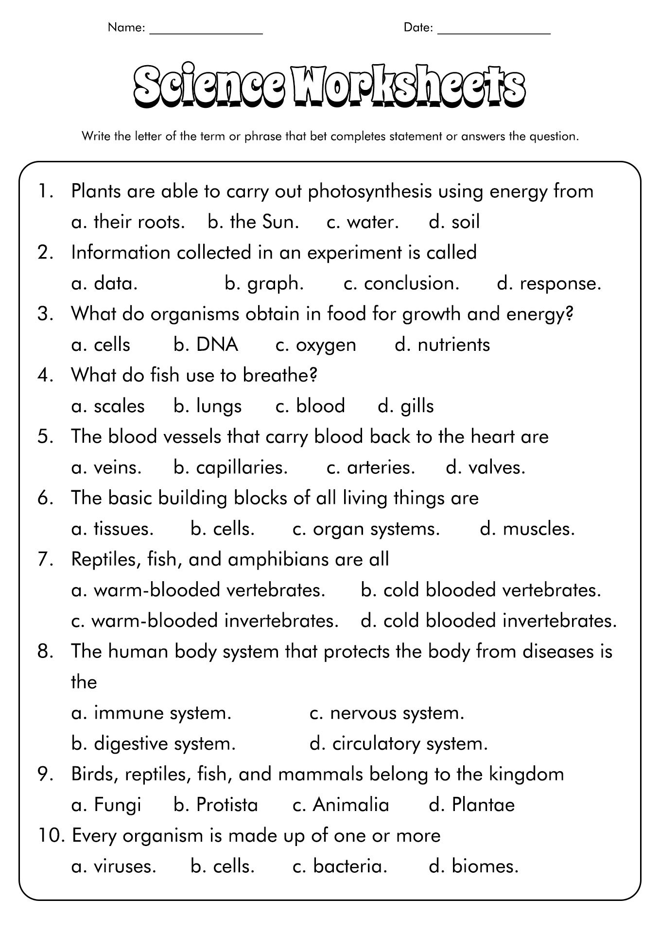 50 Science Worksheets For 7Th Grade On Quizizz Free Amp Printable