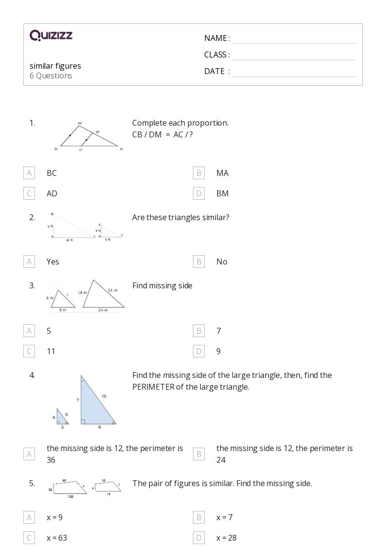 50 Similar Figures Worksheets For 4Th Grade On Quizizz Free Printable