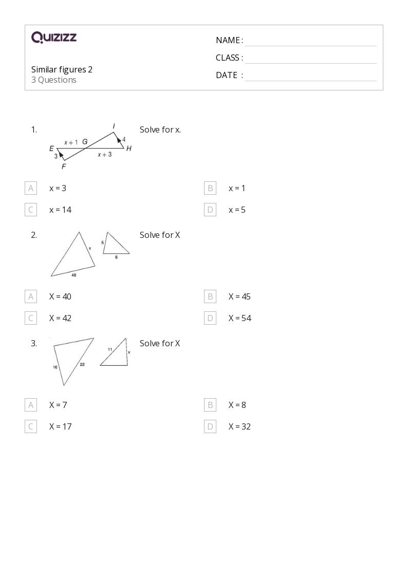 50 Similar Figures Worksheets For 8Th Grade On Quizizz Free Printable