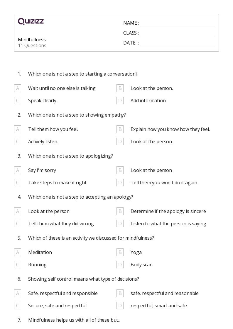 50 Social Emotional Worksheets For 5Th Year On Quizizz Free Printable