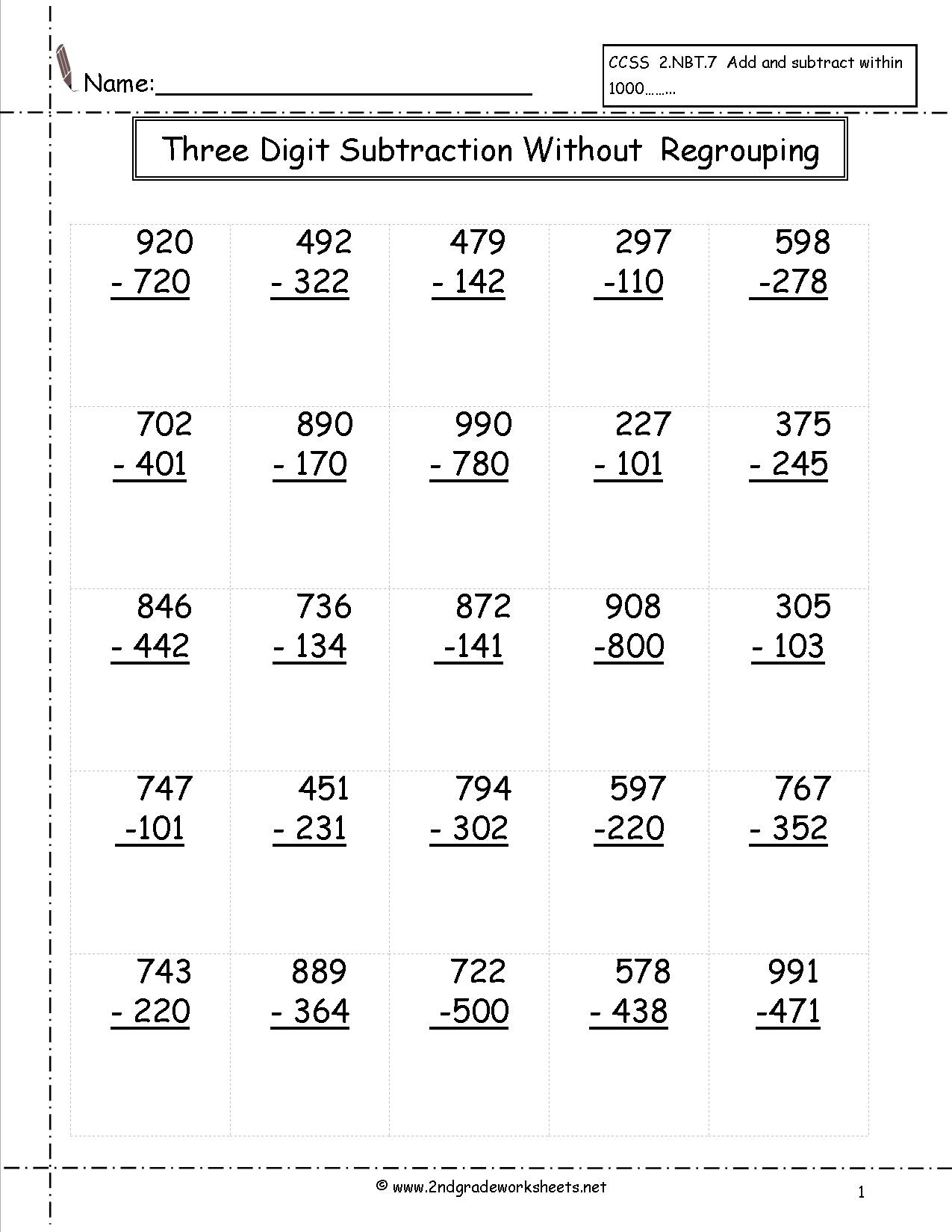 50 Three Digit Subtraction Worksheets For 2Nd Grade On Quizizz Free