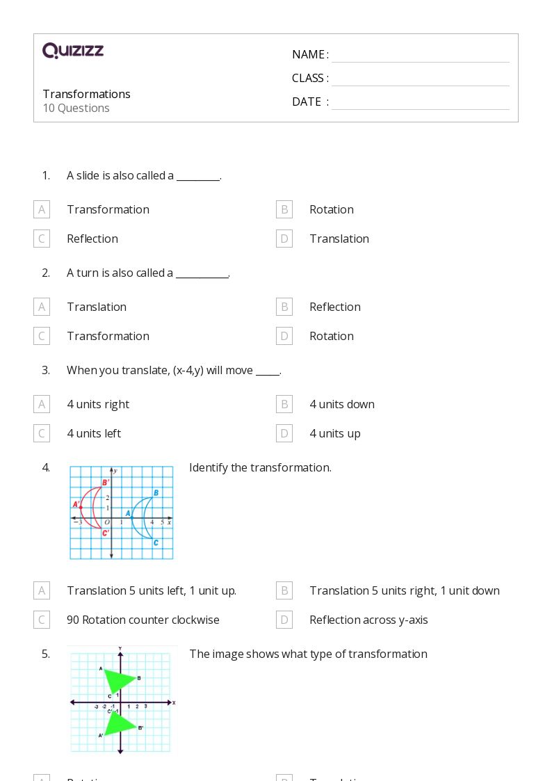 50 Transformations Worksheets For 6Th Grade On Quizizz Free Amp Printable