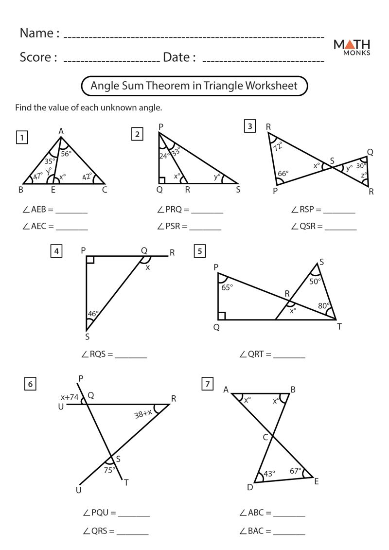 50 Triangle Angle Sum Worksheet Buickcafe Com