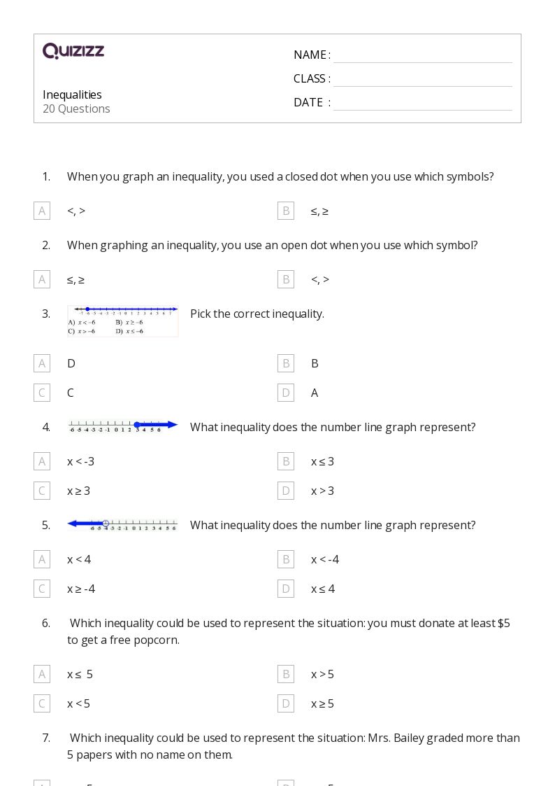 50 Two Variable Inequalities Worksheets For 12Th Class On Quizizz Free Amp Printable