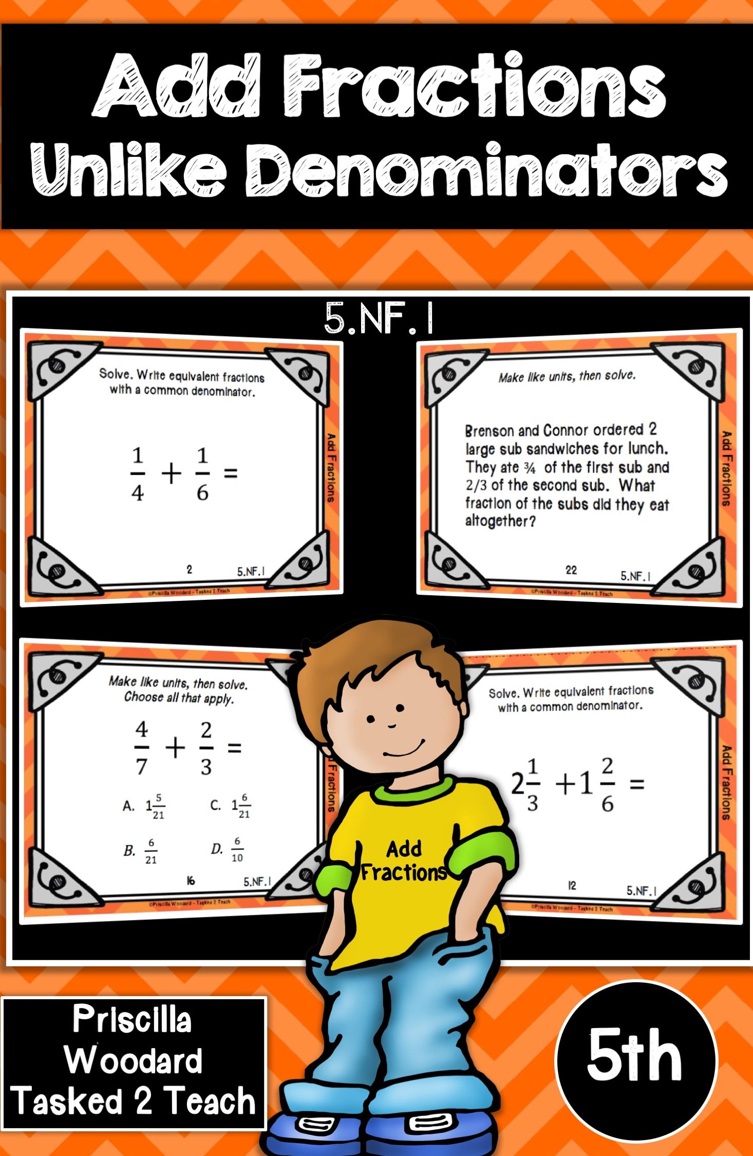 5Th Grade Add Fractions With Unlike Denominators That Are Not