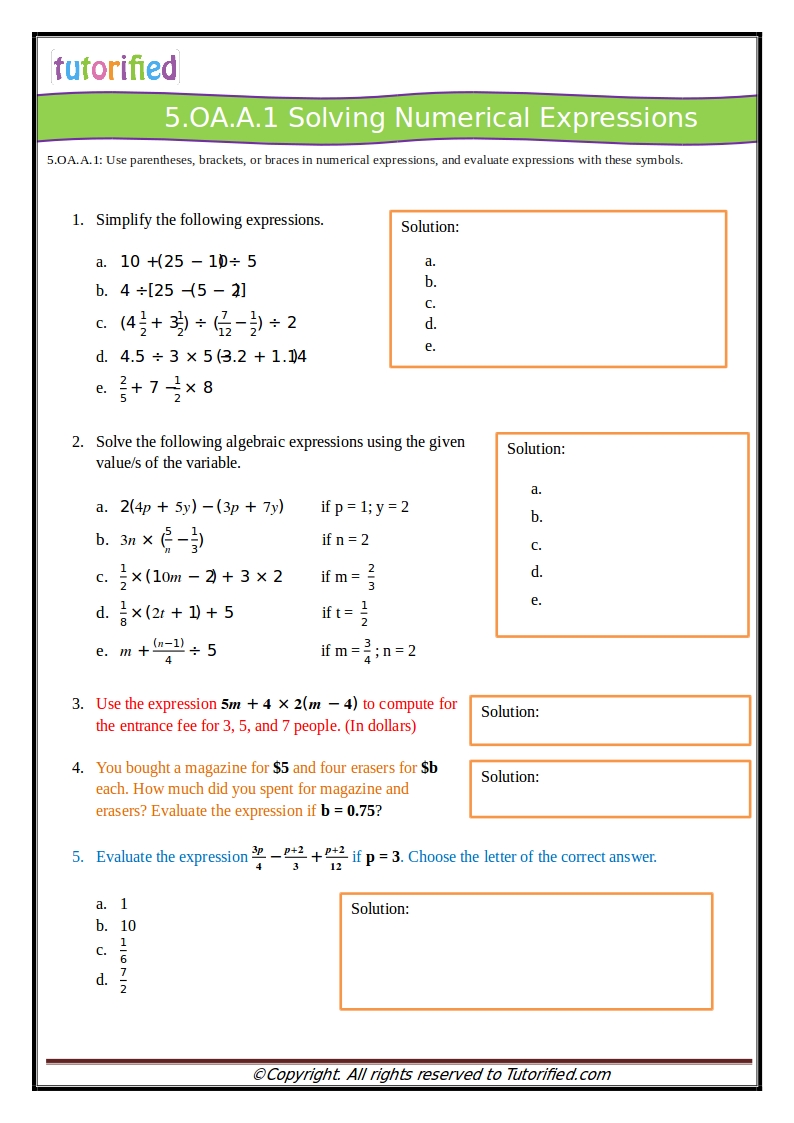 5Th Grade Common Core Math Worksheets For Printable To Db Excel Com