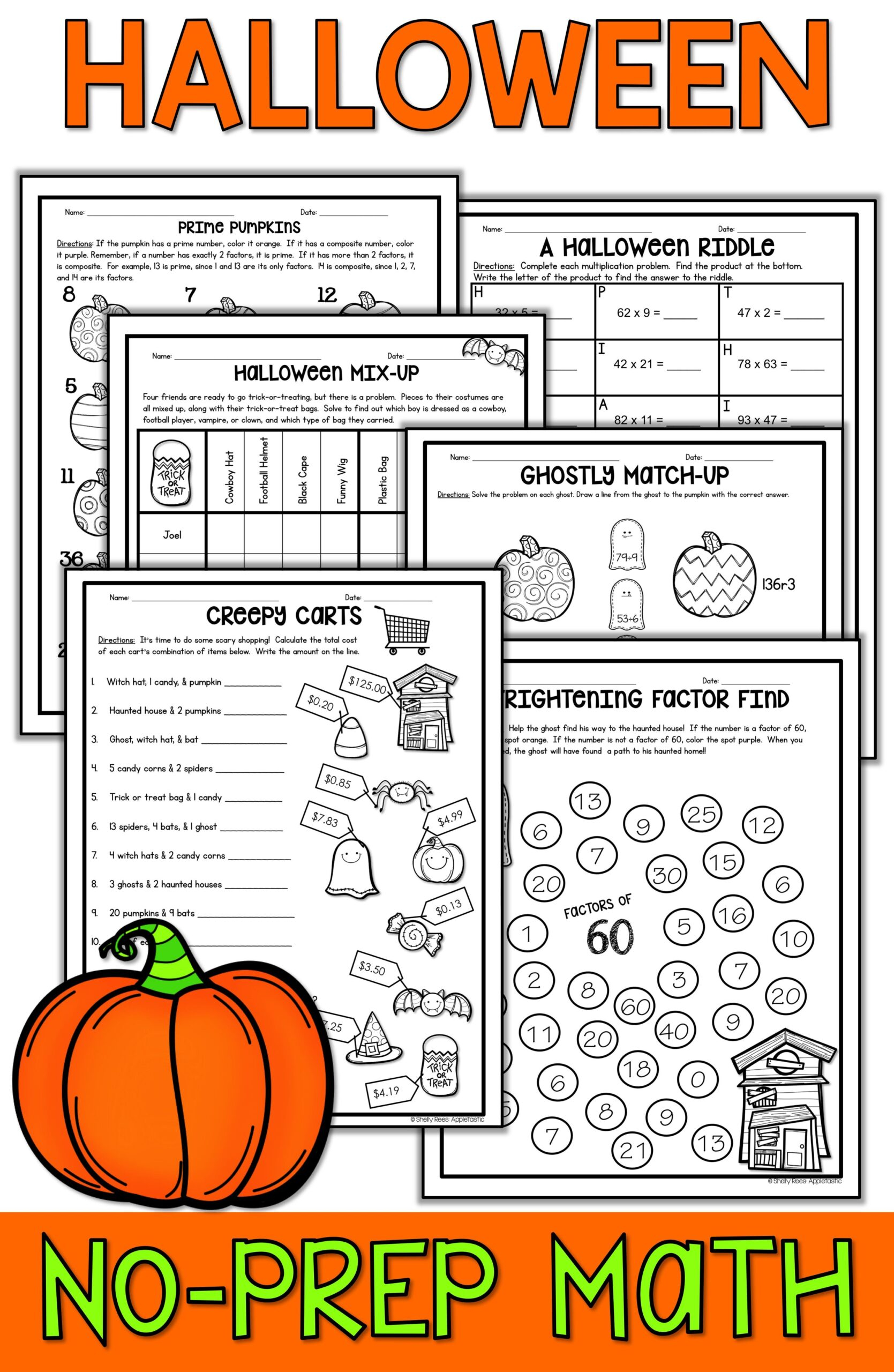 5Th Grade Halloween Themed Math Worksheets Alphabetworksheetsfree Com