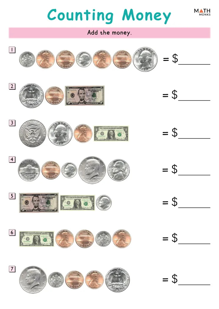 5Th Grade Money Worksheets Math Monks