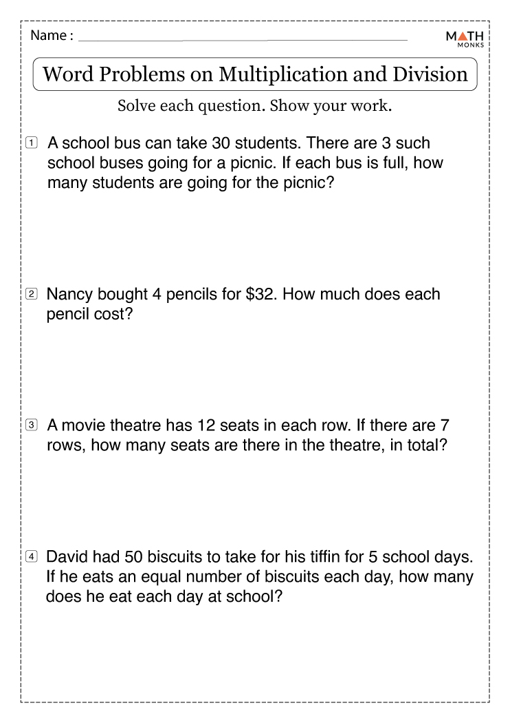 5Th Grade Multiplication And Division Word Problems Eduforkid