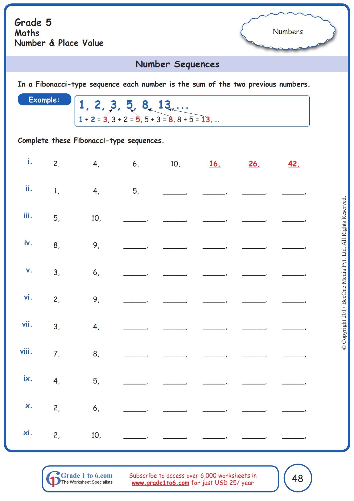 5Th Grade Number Sequence Worksheets Grade 5 Kidsworksheetfun