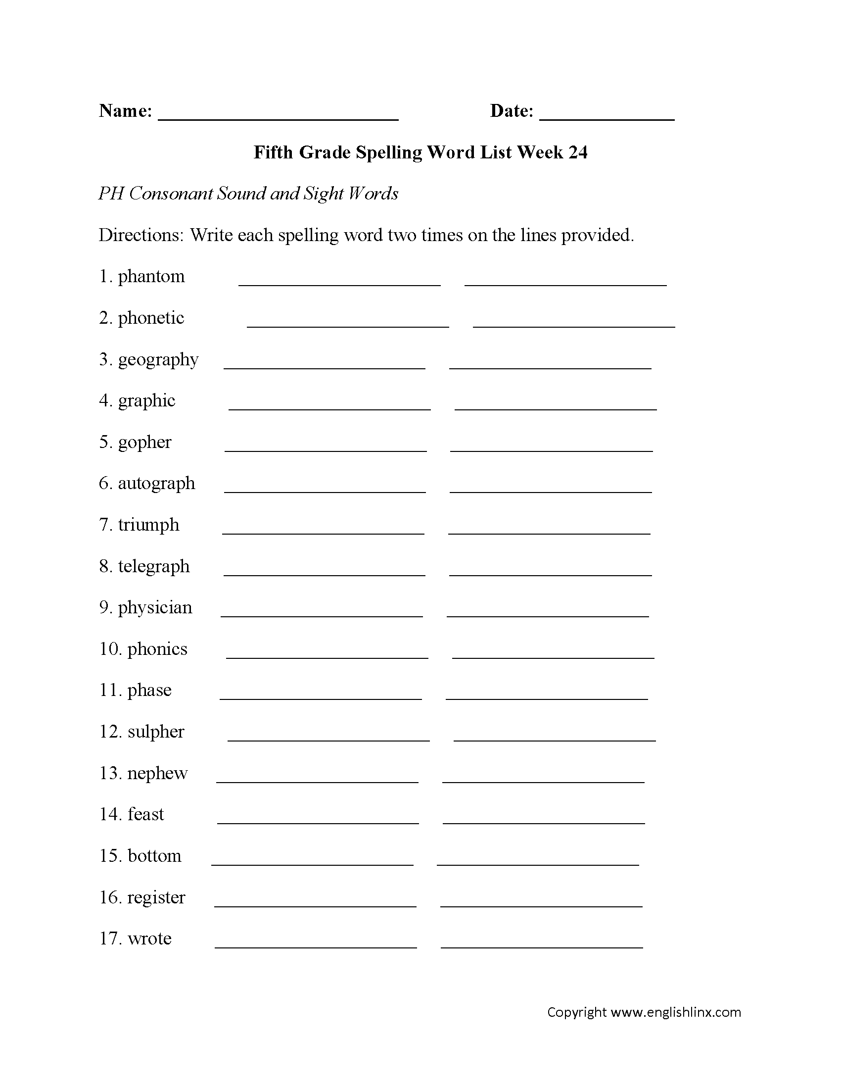 5Th Grade Spelling Words Worksheets Games Activities